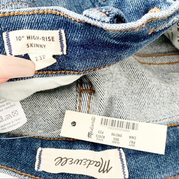 Madewell Petite 10” High Rise Button Front Raw Hem Skinny Jeans Cordova Wash NWT - Picture 12 of 16